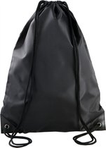 Sport gymtas/draagtas in kleur zwart met handig rijgkoord 34 x 44 cm van polyester en verstevigde hoeken