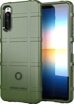 Mobigear Hoesje geschikt voor Sony Xperia 10 III Telefoonhoesje Flexibel TPU | Mobigear Rugged Shield Backcover Shockproof | Schokbestendig Xperia 10 III Telefoonhoesje | Anti Shock Proof - Groen