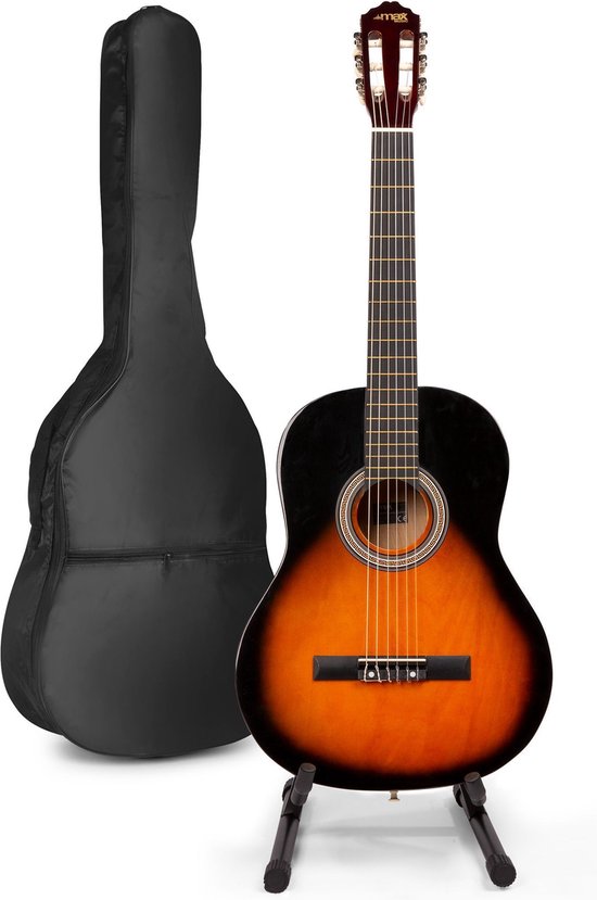 Guitare classique adulte 4/4 avec housse et accessoires.