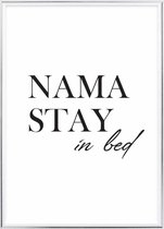 Poster Met Metaal Zilveren Lijst - Namastay In Bed Poster