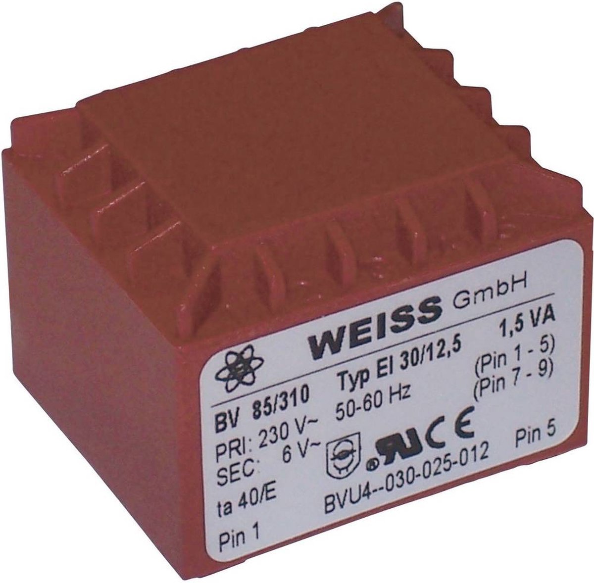 Weiss Elektrotechnik 85/317 Printtransformator 1 x 230 V 2 x 9 V/AC 1.50 VA 83 mA
