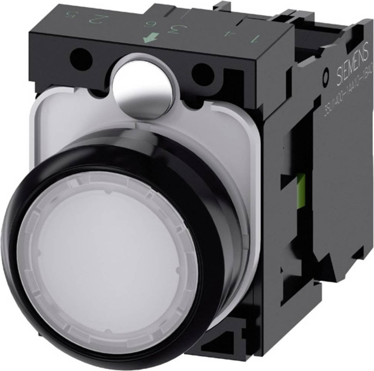 Siemens 3SU1102-0AB60-1BA0 Verlichte druktoets Kunststof frontring, Bedieningsknop vlak Wit 1 stuk(s)