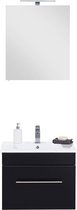 Wastafelset badkamermeubel met keramische wasbak en LED spiegelkast zijdeglans zwart, B x H x D ca. 61,5 x 195 x 46,5cm