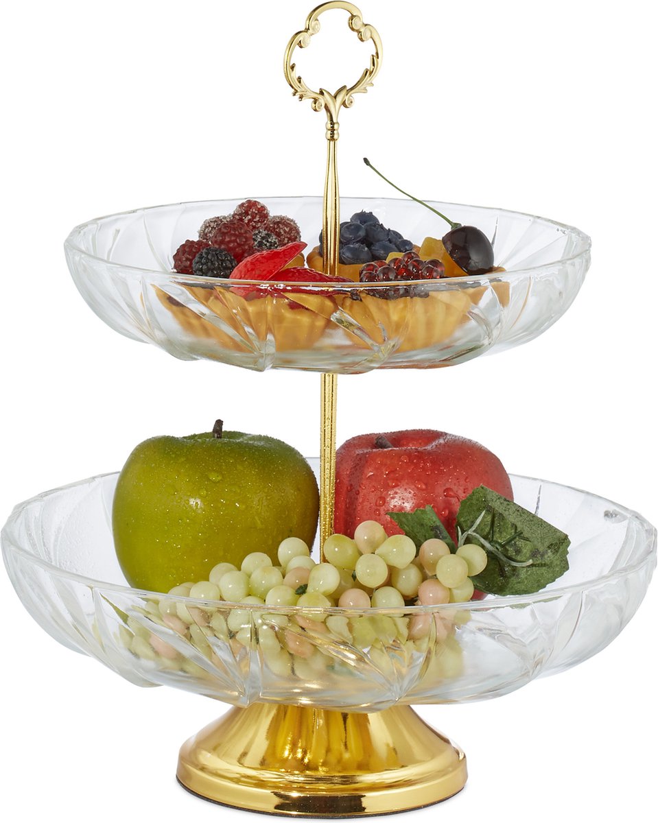 Relaxdays Etagère - Metaal - Serveerschaal - Buffetstandaard - Fruit Of Hapjes Kleurkeuze Zilver