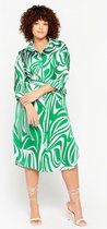 LOLALIZA Maxihemdjurk met zebraprint - Groen - Maat 48