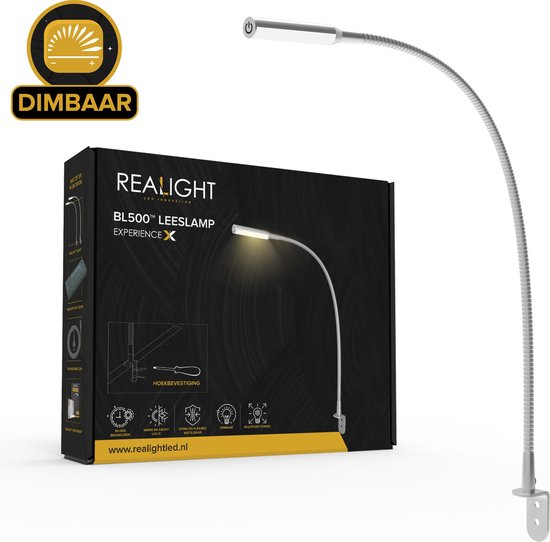 Realight Leeslampje voor in Bed met Dimfunctie - Bedlampjes bedlampje voor Boek - Volwassenen Slaapkamer - Leeslampje Boxspring - Hoofdbord Bedlampje - 2.5 Meter snoerlengte - 58 CM