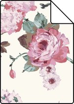 Proefstaal Origin Wallcoverings behang bloemen gebroken wit en licht roze en groen - 347433 - 26,5 x 21 cm