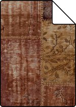 Proefstaal Origin Wallcoverings behang kelim patchwork roest bruin - 347465 - 26,5 x 21 cm