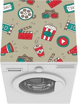 Wasmachine beschermer mat - Puber - Films - Popcorn - Patroon - Breedte 60 cm x hoogte 60 cm