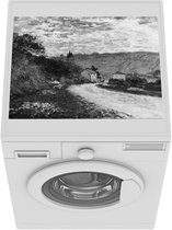 Wasmachine beschermer mat - the road at Vetheuil in zwart wit - Schilderij van Claude Monet - Breedte 55 cm x hoogte 45 cm