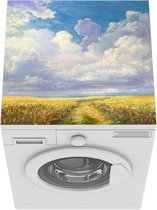 Wasmachine beschermer mat - Zomer - Graan - Waterverf - Breedte 60 cm x hoogte 60 cm