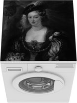 Wasmachine beschermer mat -  een vrouw in zwart wit - Schilderij van Peter Paul Rubens - Breedte 60 cm x hoogte 60 cm