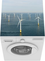 Wasmachine beschermer mat - Windmolen - Zee - Wit - Breedte 60 cm x hoogte 60 cm