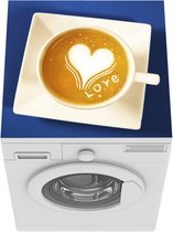 Wasmachine beschermer mat - Een hart in een cappuccino - Breedte 60 cm x hoogte 60 cm