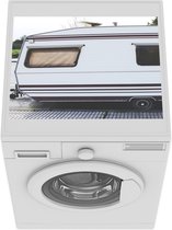 Wasmachine beschermer mat - Caravan - Straat - Rood - Breedte 55 cm x hoogte 45 cm