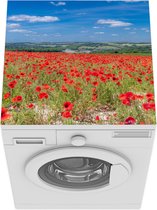 Wasmachine beschermer mat - Rode klaprozen in het Engelse Nationaal park South Downs - Breedte 60 cm x hoogte 60 cm