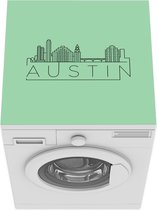 Wasmachine beschermer mat - Austin - Illustratie - Groen - Skyline - Breedte 60 cm x hoogte 60 cm