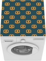 Wasmachine beschermer mat - Illustratie pretzels op donkere achtergrond - Breedte 60 cm x hoogte 60 cm