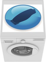 Wasmachine beschermer mat - een blauw icoontje van een tondeuse - Breedte 55 cm x hoogte 45 cm