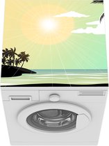 Wasmachine beschermer mat - Zon - Zee - Palmboom - Breedte 60 cm x hoogte 60 cm