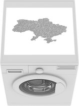 Wasmachine beschermer mat - Illustratie van Oekraïne in kurk - zwart wit - Breedte 55 cm x hoogte 45 cm