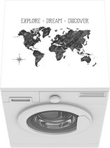 Wasmachine beschermer mat - Wereldkaart - Kompas - Quote - Breedte 60 cm x hoogte 60 cm