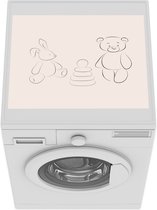 Wasmachine beschermer - Wasmachine mat - Speelgoed - Line art - Knuffel - 55x45 cm - Droger beschermer