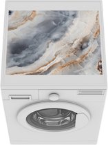 Wasmachine beschermer mat - Close-up van grijs met wit marmer uit de natuur - Breedte 55 cm x hoogte 45 cm