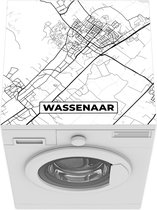 Wasmachine beschermer mat - Kaart - Wassenaar - Zwart - Wit  - Breedte 60 cm x hoogte 60 cm