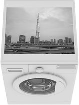 Wasmachine beschermer mat - De hoogste wolkenkrabber Burj Khalifa midden in Dubai - zwart wit - Breedte 55 cm x hoogte 45 cm