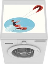 Wasmachine beschermer mat - Een vector illustratie van een kitesurfer - Breedte 55 cm x hoogte 45 cm