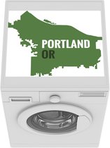 Wasmachine beschermer mat - Illustratie van de stadsnaam Portland op een groen Oregon - Breedte 55 cm x hoogte 45 cm