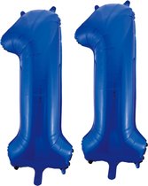Cijfer folie ballonnen 11 blauw.