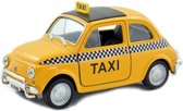Modelauto Fiat 500 taxi geel 12 cm - Schaal 1:24 - Speelgoedauto - Miniatuurauto