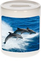 Dieren dolfijn groep foto spaarpot 9 cm jongens en meisjes - Cadeau spaarpotten dolfijn groep dolfijnen liefhebber