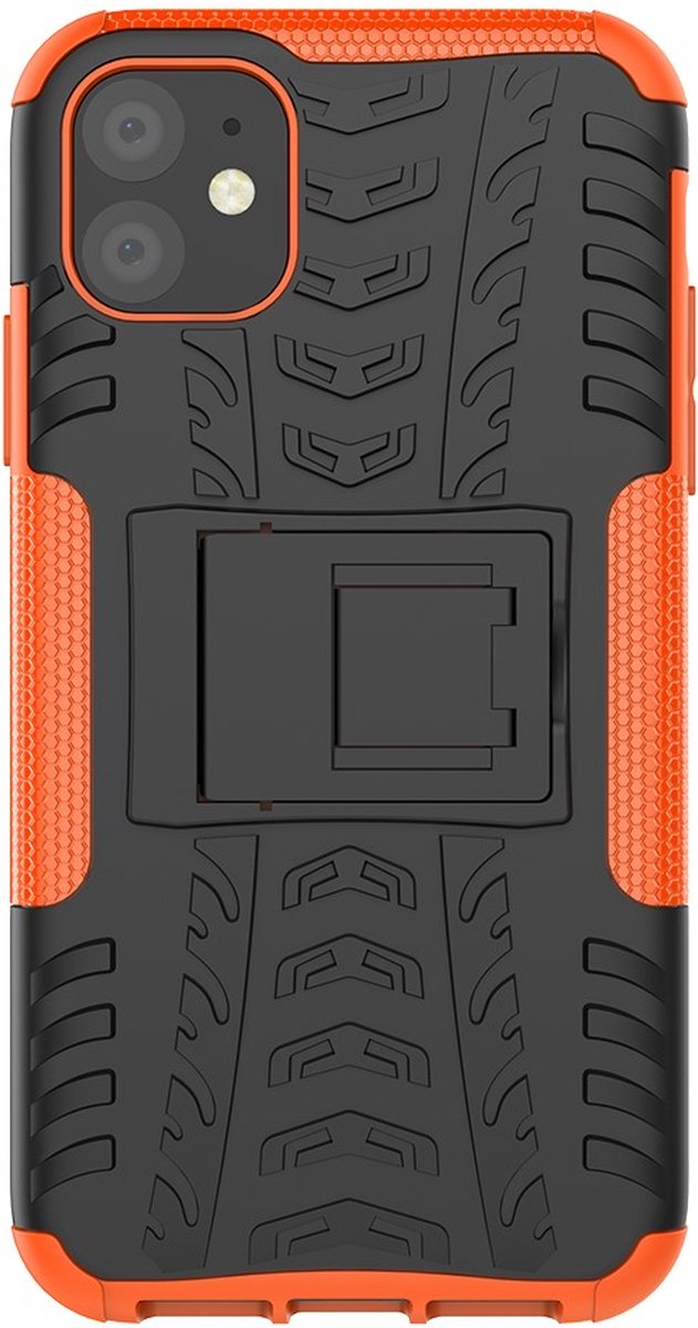 Peachy Hybride standaard case shockproof hoesje geschikt voor iPhone 11 - Oranje