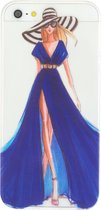 Peachy Meisje jurk elegant iPhone 5 5s SE 2016 TPU hoesje - Blauw Strepen - Doorzichtig