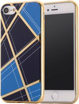 Peachy Chique silicone case iPhone 7 8 SE 2020 SE 2022 Gouden design lijnen Blauw