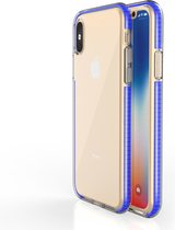 Peachy Beschermend gekleurde rand hoesje iPhone X XS Case TPE TPU back cover - Blauw