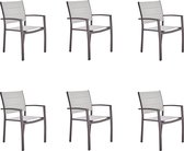 Set - Lot de 6 chaises de jardin ORION BETA II avec accoudoirs - 6 fauteuils de jardin - Empilables - Chaises de terrasse - Chaises de Chaises de salle à manger - Aluminium - Textilène - Moka
