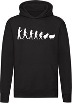 Schaap Evolutie Hoodie | makke lammetjes | eigen mening | agenda | Unisex | Trui | Sweater | Hoodie | Capuchon | Zwart