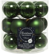 18x stuks kleine kerstballen donkergroen (pine) van glas 4 cm - mat/glans - Kerstboomversiering