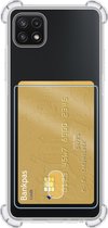 Samsung Galaxy A22 5G Hoesje Shock Proof Pashouder - Samsung Galaxy A22 5G Hoes Case Shock Pasjeshouder - 2 Stuks - Transparant