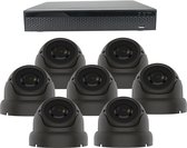 Camerabeveiliging set 7x Sony IP Dome 5MP met PoE en Super Starlight lens zwart