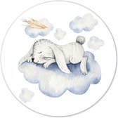 Label2X - Muurcirkel kids konijn wolk - Ø 20 cm - Forex - Multicolor - Wandcirkel - Rond Schilderij - Muurdecoratie Cirkel - Wandecoratie rond - Decoratie voor woonkamer of slaapka