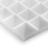 Akoestische panelen van piramideschuim - Studioschuim -  Geluidsisolatie voor studio - Studio Foam - Flamex Piramide - Wit - Afmeting: 60x60x5 cm