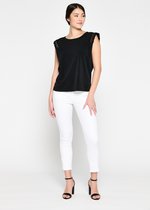 LOLALIZA Top met franjes - Zwart - Maat L