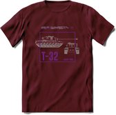 T32 Heavy tank leger T-Shirt | Unisex Army Tank Kleding | Dames / Heren Tanks ww2 shirt | Blueprint | Grappig bouwpakket Cadeau - Burgundy - S