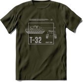 T32 Heavy tank leger T-Shirt | Unisex Army Tank Kleding | Dames / Heren Tanks ww2 shirt | Blueprint | Grappig bouwpakket Cadeau - Leger Groen - XL