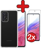 Samsung Galaxy A53 Hoesje Siliconen Case Cover Met 2x Screenprotector - Samsung Galaxy A53 Hoesje Cover Hoes Siliconen Met 2x Screenprotector - Transparant